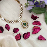 Vriksham Premiums AD Stone Pear Design Neckpiece-Green-G20388